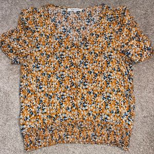 Large Rose + Olive Floral Blouse
